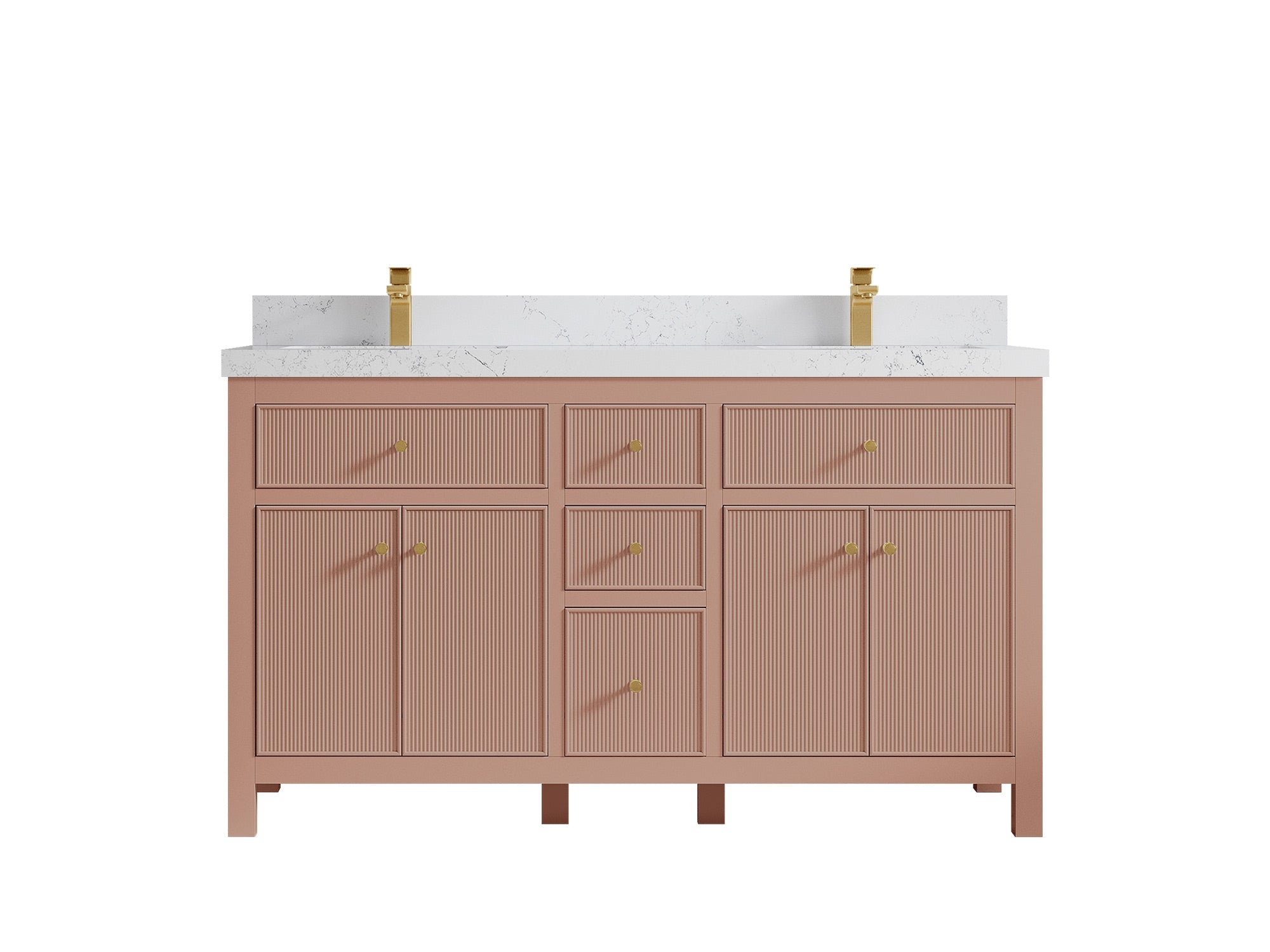 Sonoma 60 in W x 22 in D Free Standing Reeded Double Sink Bathroom Vanity - Willow Bath and Vanity