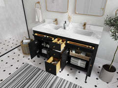 Sonoma 60 in W x 22 in D Free Standing Reeded Double Sink Bathroom Vanity - photo 3