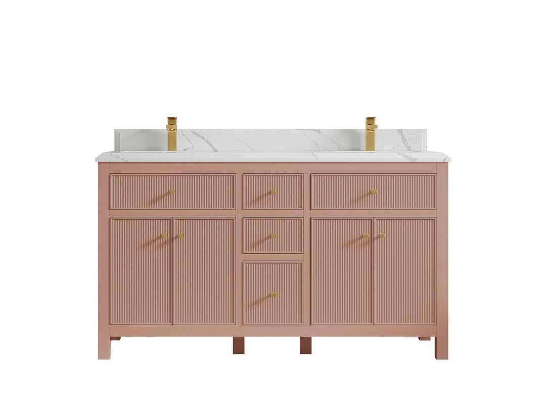 Sonoma 60 in W x 22 in D Free Standing Reeded Double Sink Bathroom Vanity - Willow Bath and Vanity