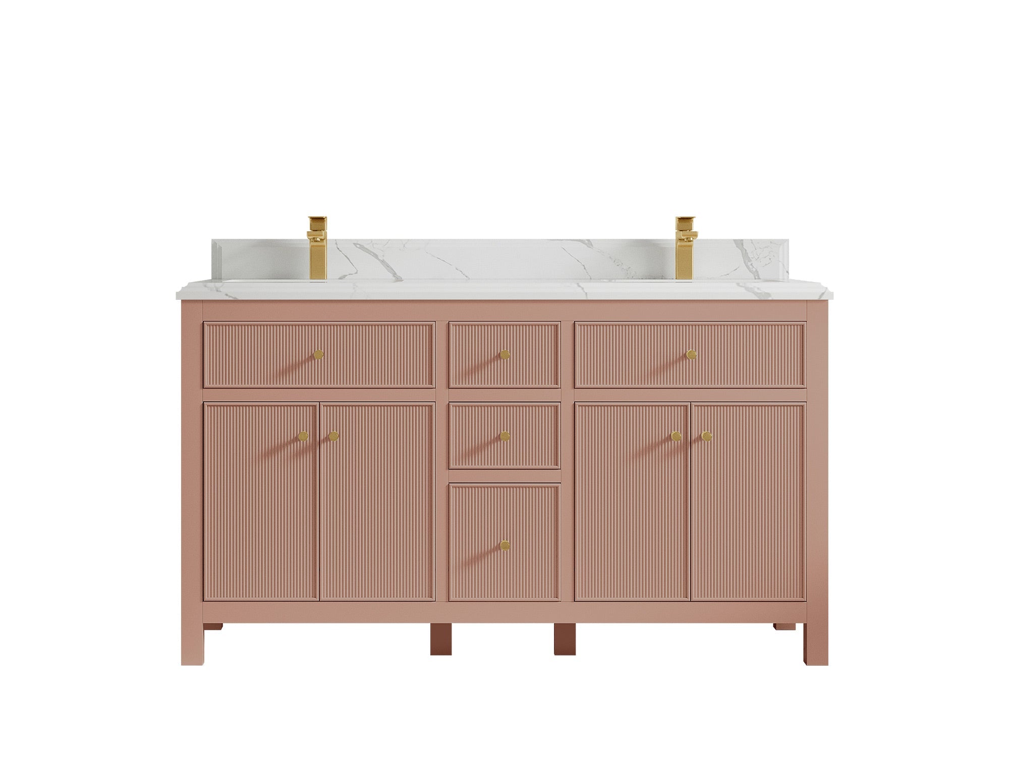 Sonoma 60 in W x 22 in D Free Standing Reeded Double Sink Bathroom Vanity - Willow Bath and Vanity