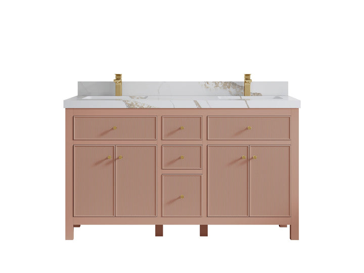Sonoma 60 in W x 22 in D Free Standing Reeded Double Sink Bathroom Vanity - photo 11