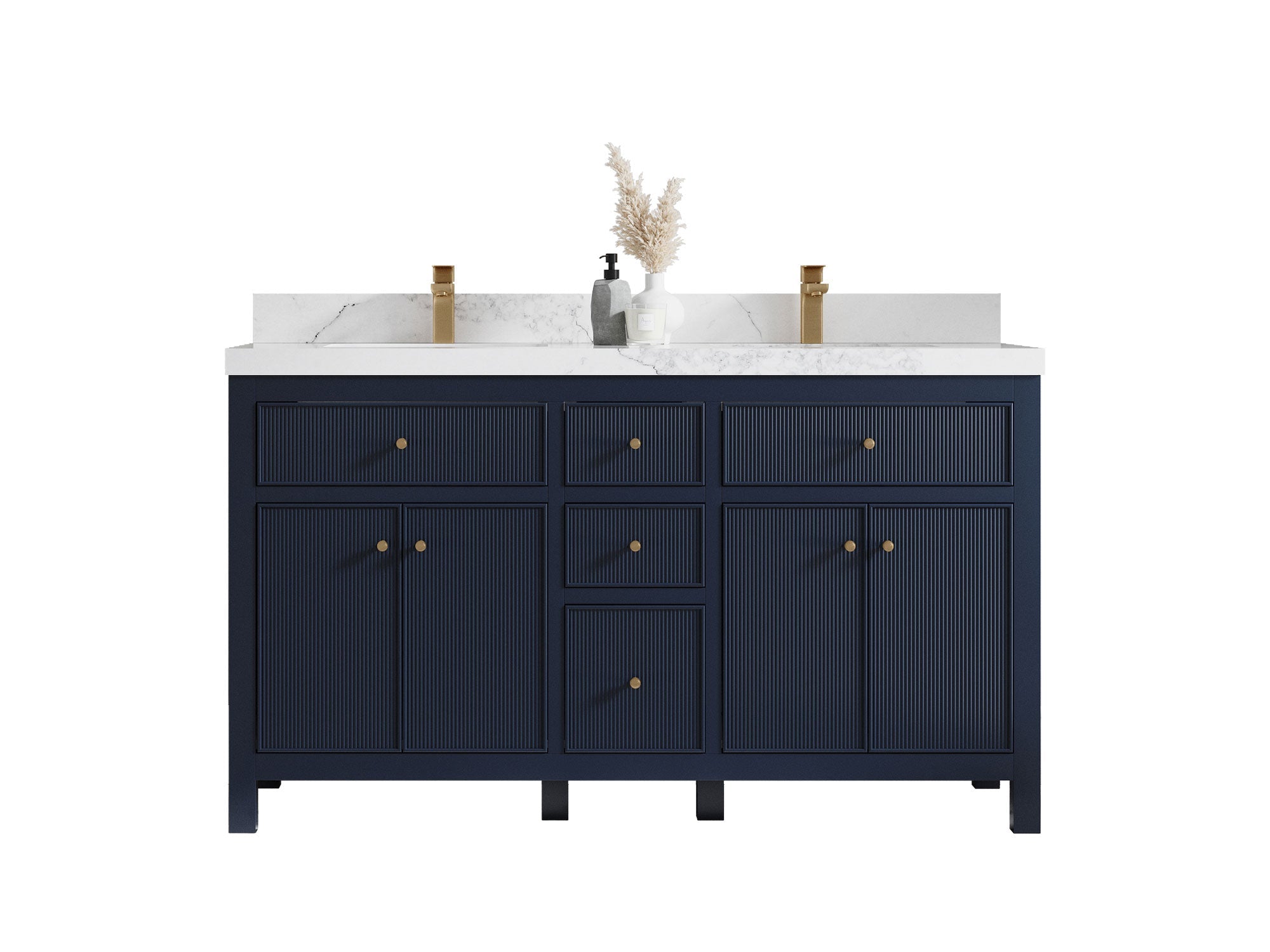 Sonoma 60 in W x 22 in D Free Standing Reeded Double Sink Bathroom Vanity - Willow Bath and Vanity