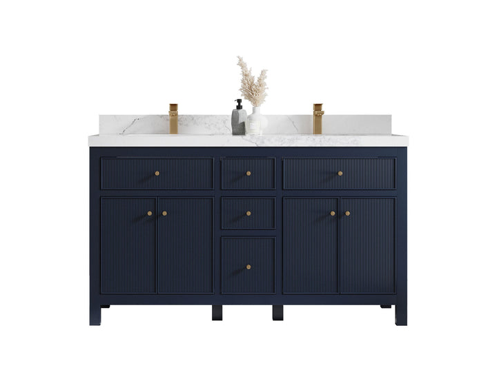 Sonoma 60 in W x 22 in D Free Standing Reeded Double Sink Bathroom Vanity - photo 1