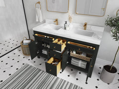 Sonoma 60 in W x 22 in D Free Standing Reeded Double Sink Bathroom Vanity - photo 3
