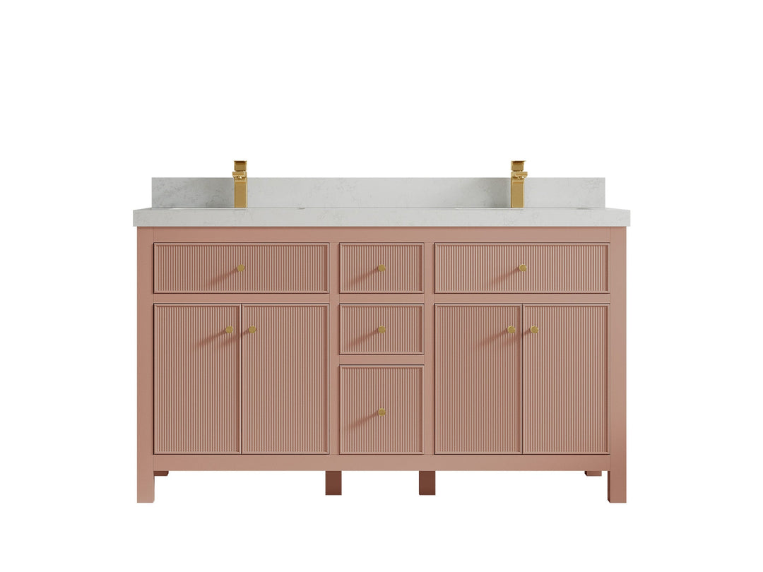 Sonoma 60 in W x 22 in D Free Standing Reeded Double Sink Bathroom Vanity - Willow Bath and Vanity