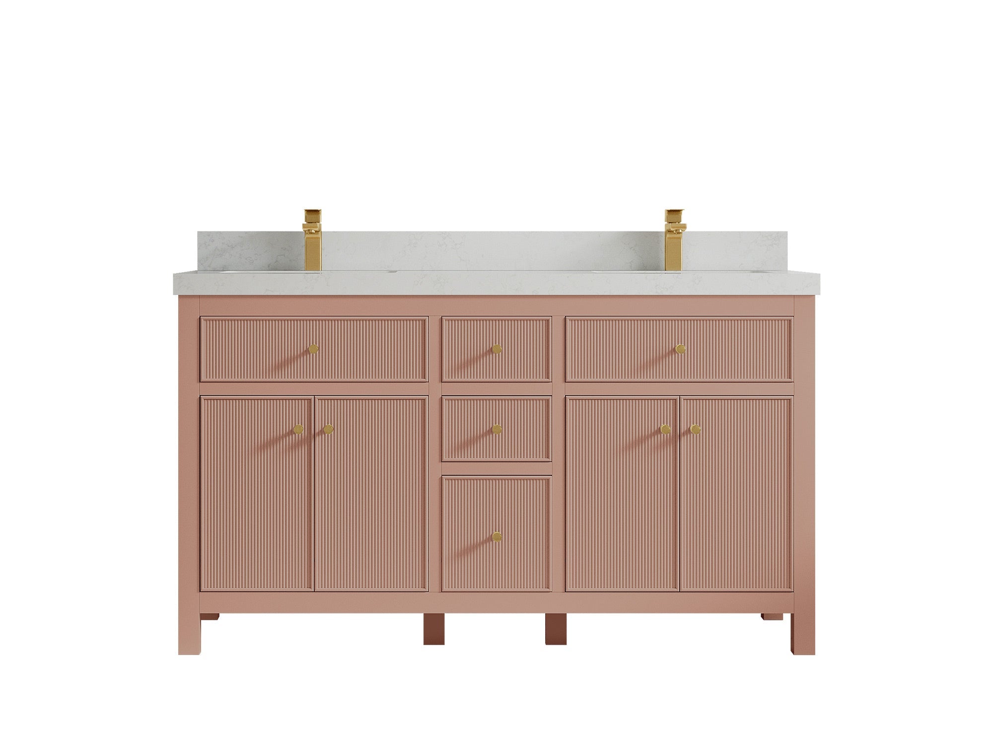 Sonoma 60 in W x 22 in D Free Standing Reeded Double Sink Bathroom Vanity - Willow Bath and Vanity