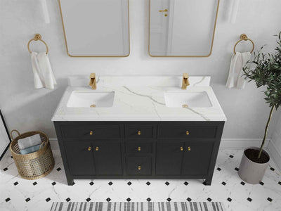 Sonoma 60 in W x 22 in D Free Standing Reeded Double Sink Bathroom Vanity - Willow Bath and Vanity