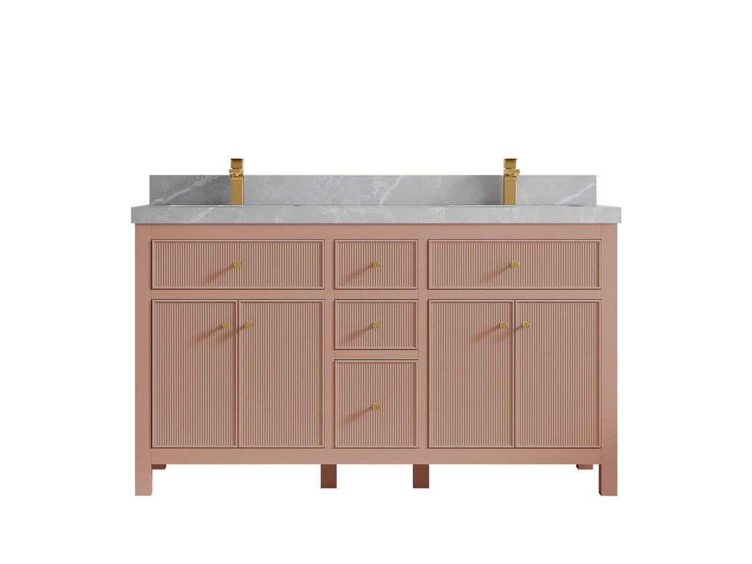 Sonoma 60 in W x 22 in D Free Standing Reeded Double Sink Bathroom Vanity - Willow Bath and Vanity