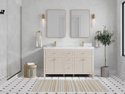 Sonoma 60 in W x 22 in D Free Standing Reeded Double Sink Bathroom Vanity - Willow Bath and Vanity
