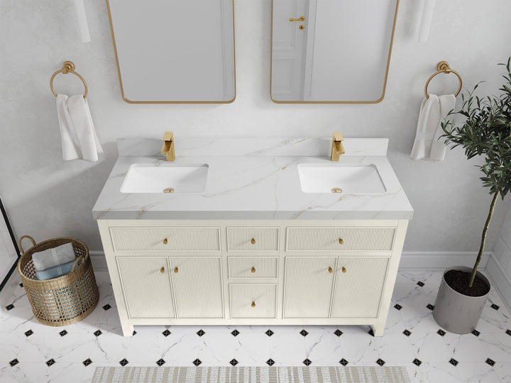 Sonoma 60 in W x 22 in D Free Standing Reeded Double Sink Bathroom Vanity - photo 16