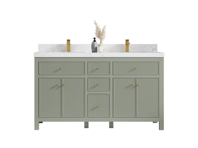 Sonoma 60 in W x 22 in D Free Standing Reeded Double Sink Bathroom Vanity - Willow Bath and Vanity