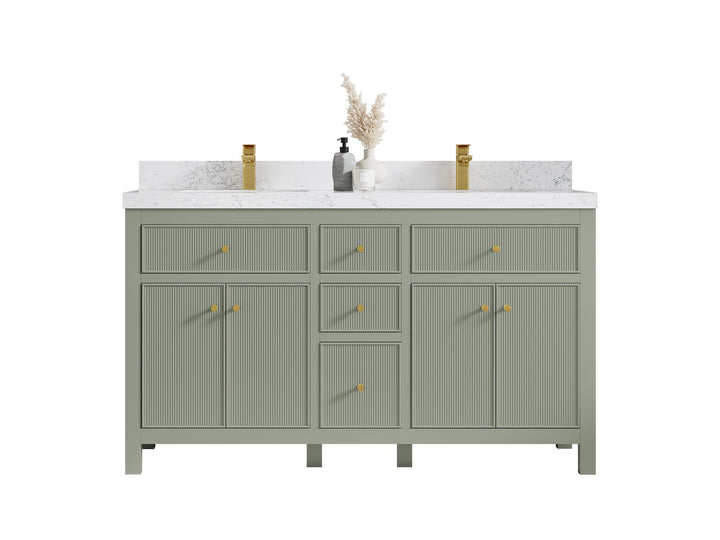 Sonoma 60 in W x 22 in D Free Standing Reeded Double Sink Bathroom Vanity - photo 1