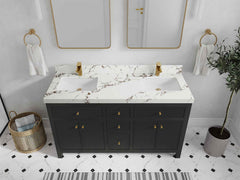 Sonoma 60 in W x 22 in D Free Standing Reeded Double Sink Bathroom Vanity - photo 33