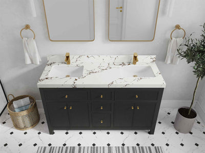 Sonoma 60 in W x 22 in D Free Standing Reeded Double Sink Bathroom Vanity - Willow Bath and Vanity