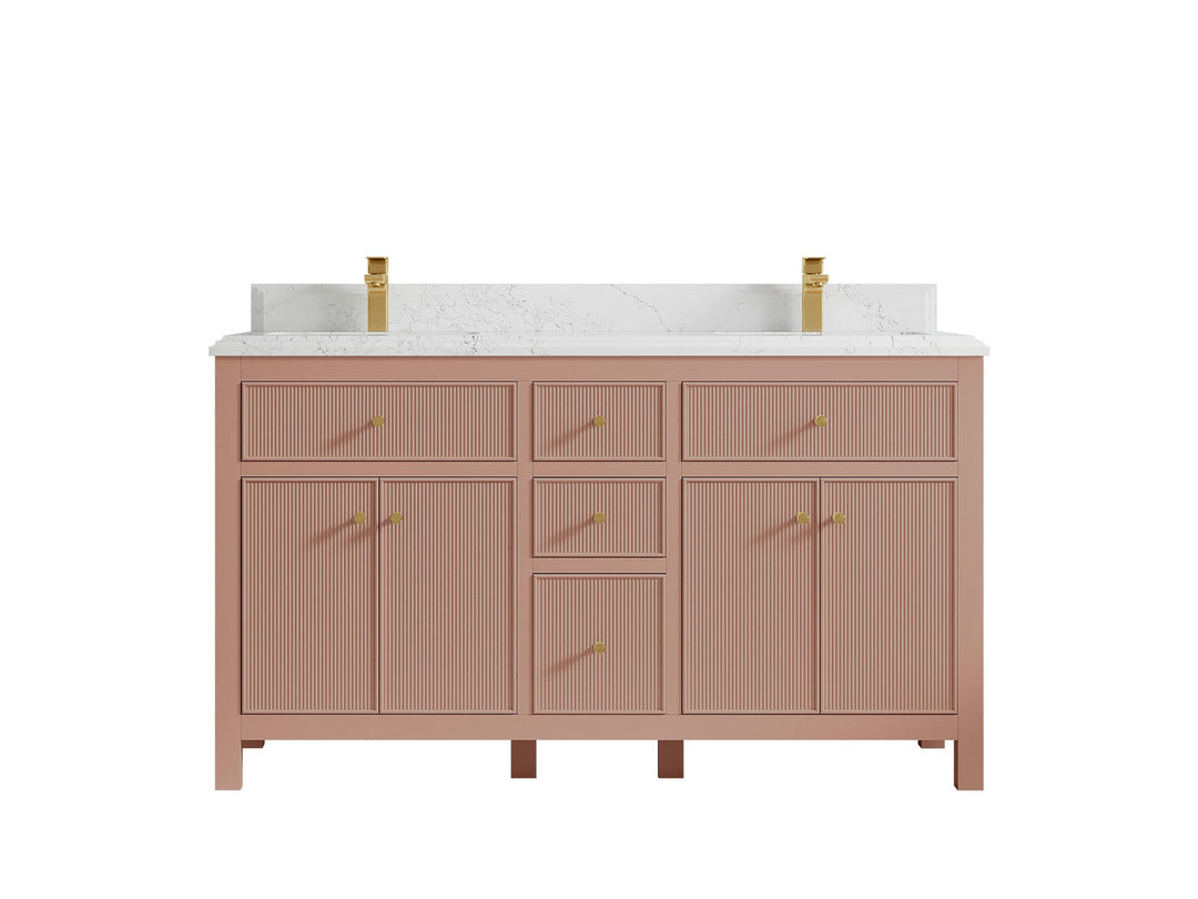 Sonoma 60 in W x 22 in D Free Standing Reeded Double Sink Bathroom Vanity - Willow Bath and Vanity