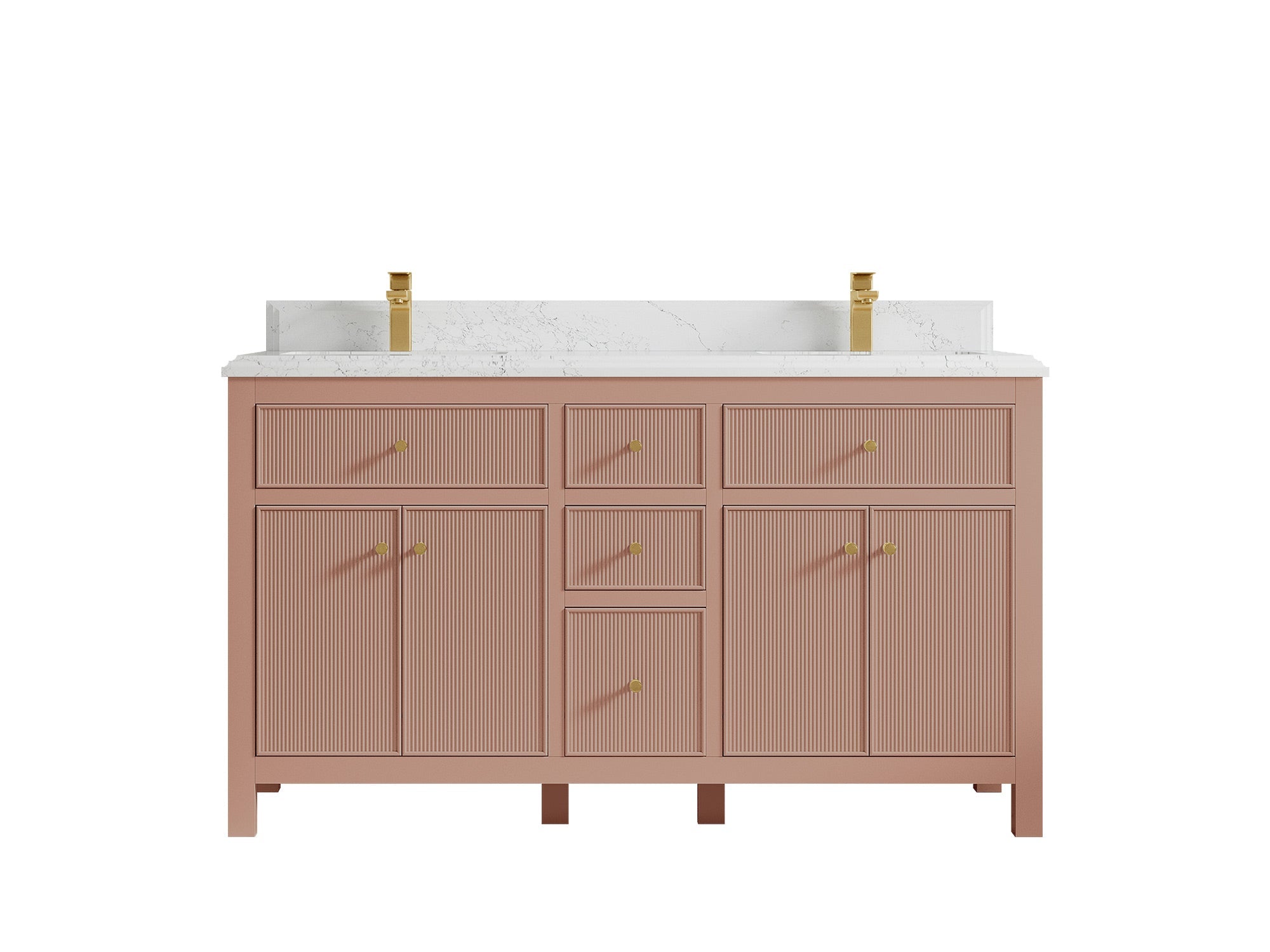 Sonoma 60 in W x 22 in D Free Standing Reeded Double Sink Bathroom Vanity - Willow Bath and Vanity