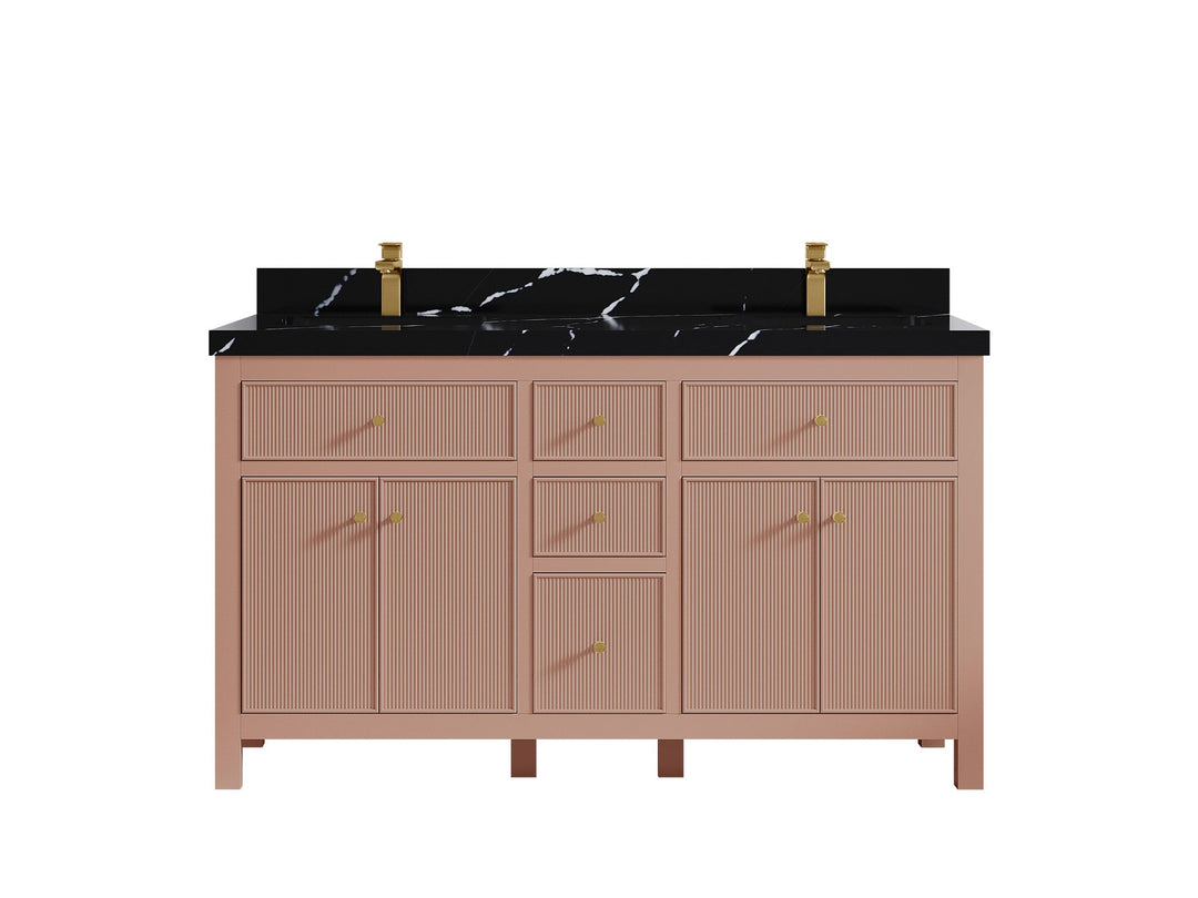 Sonoma 60 in W x 22 in D Free Standing Reeded Double Sink Bathroom Vanity - Willow Bath and Vanity