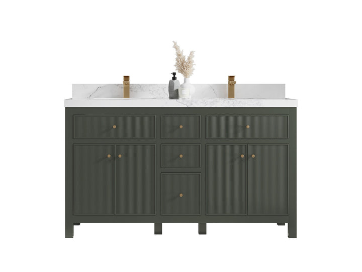 Sonoma 60 in W x 22 in D Free Standing Reeded Double Sink Bathroom Vanity - photo 1