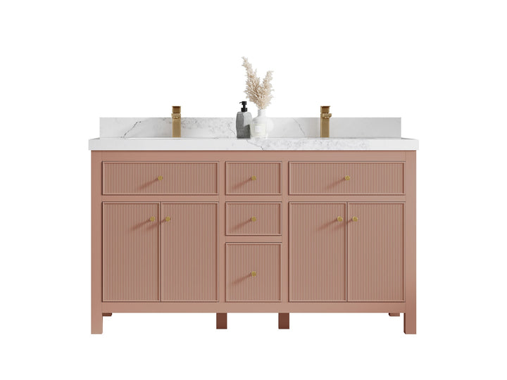 Sonoma 60 in W x 22 in D Free Standing Reeded Double Sink Bathroom Vanity - photo 1