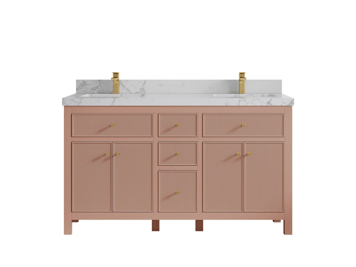Sonoma 60 in W x 22 in D Free Standing Reeded Double Sink Bathroom Vanity - photo 41