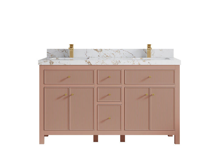 Sonoma 60 in W x 22 in D Free Standing Reeded Double Sink Bathroom Vanity - photo 37
