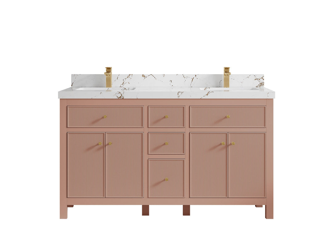 Sonoma 60 in W x 22 in D Free Standing Reeded Double Sink Bathroom Vanity - Willow Bath and Vanity