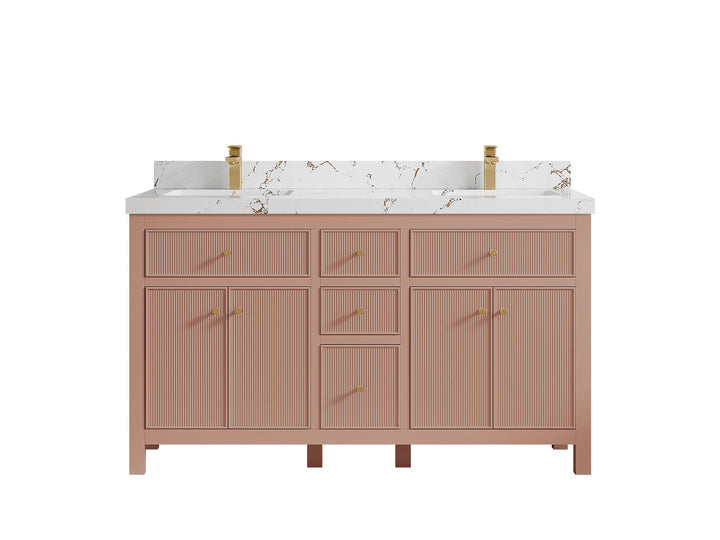 Sonoma 60 in W x 22 in D Free Standing Reeded Double Sink Bathroom Vanity - photo 35