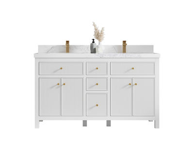 Sonoma 60 in W x 22 in D Free Standing Reeded Double Sink Bathroom Vanity - Willow Bath and Vanity