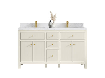 Sonoma 60 in W x 22 in D Free Standing Reeded Double Sink Bathroom Vanity - Willow Bath and Vanity