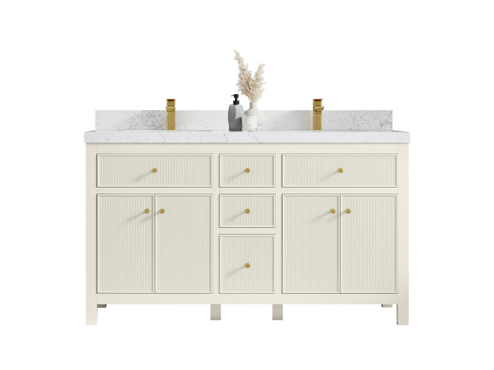 Sonoma 60 in W x 22 in D Free Standing Reeded Double Sink Bathroom Vanity - photo 1