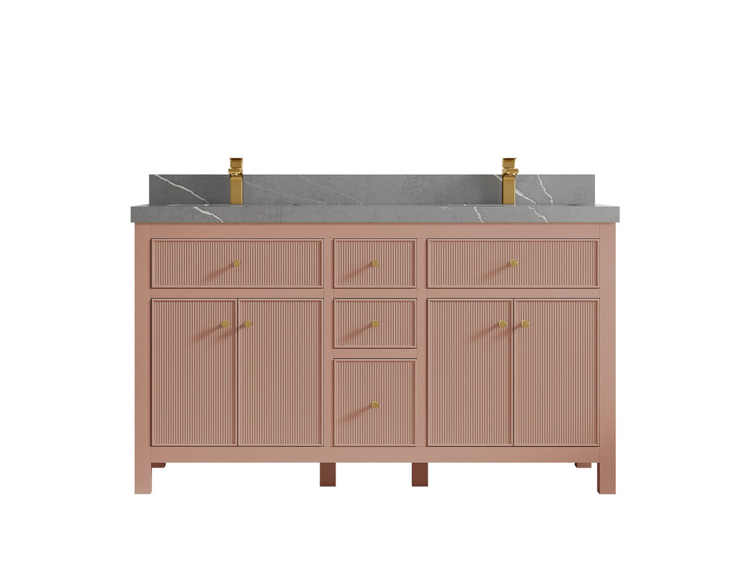 Sonoma 60 in W x 22 in D Free Standing Reeded Double Sink Bathroom Vanity - Willow Bath and Vanity