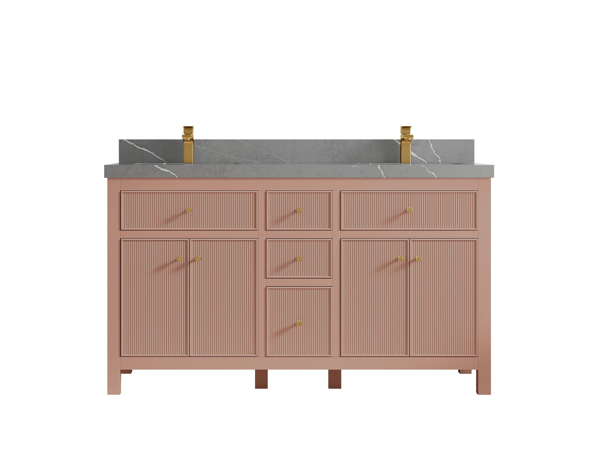 Sonoma 60 in W x 22 in D Free Standing Reeded Double Sink Bathroom Vanity - Willow Bath and Vanity