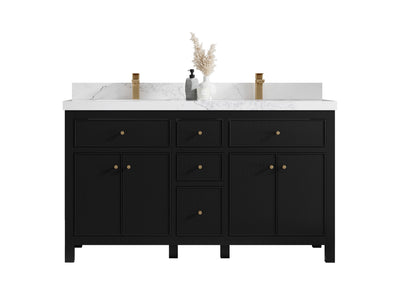 Sonoma 60 in W x 22 in D Free Standing Reeded Double Sink Bathroom Vanity - Willow Bath and Vanity