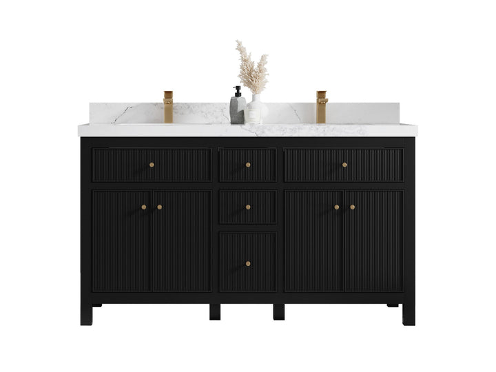 Sonoma 60 in W x 22 in D Free Standing Reeded Double Sink Bathroom Vanity - photo 1