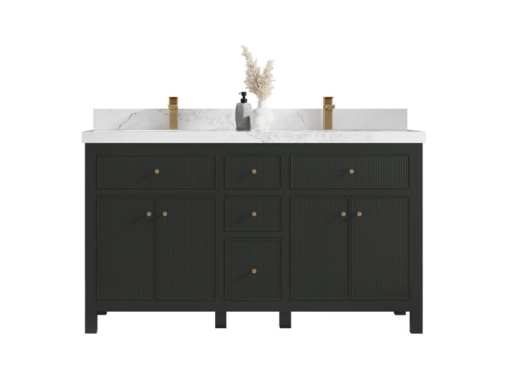 Sonoma 60 in W x 22 in D Free Standing Reeded Double Sink Bathroom Vanity - photo 1