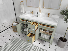 Sonoma 60 in W x 22 in D Free Standing Reeded Double Sink Bathroom Vanity - photo 3