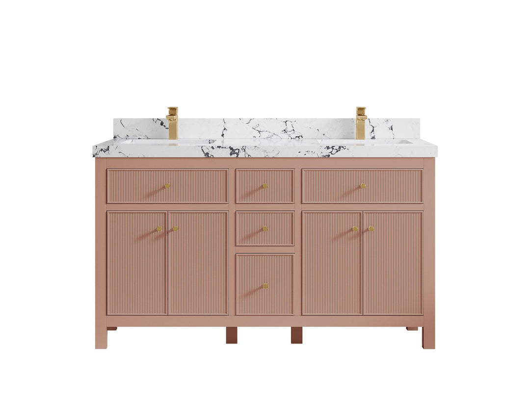 Sonoma 60 in W x 22 in D Free Standing Reeded Double Sink Bathroom Vanity - Willow Bath and Vanity