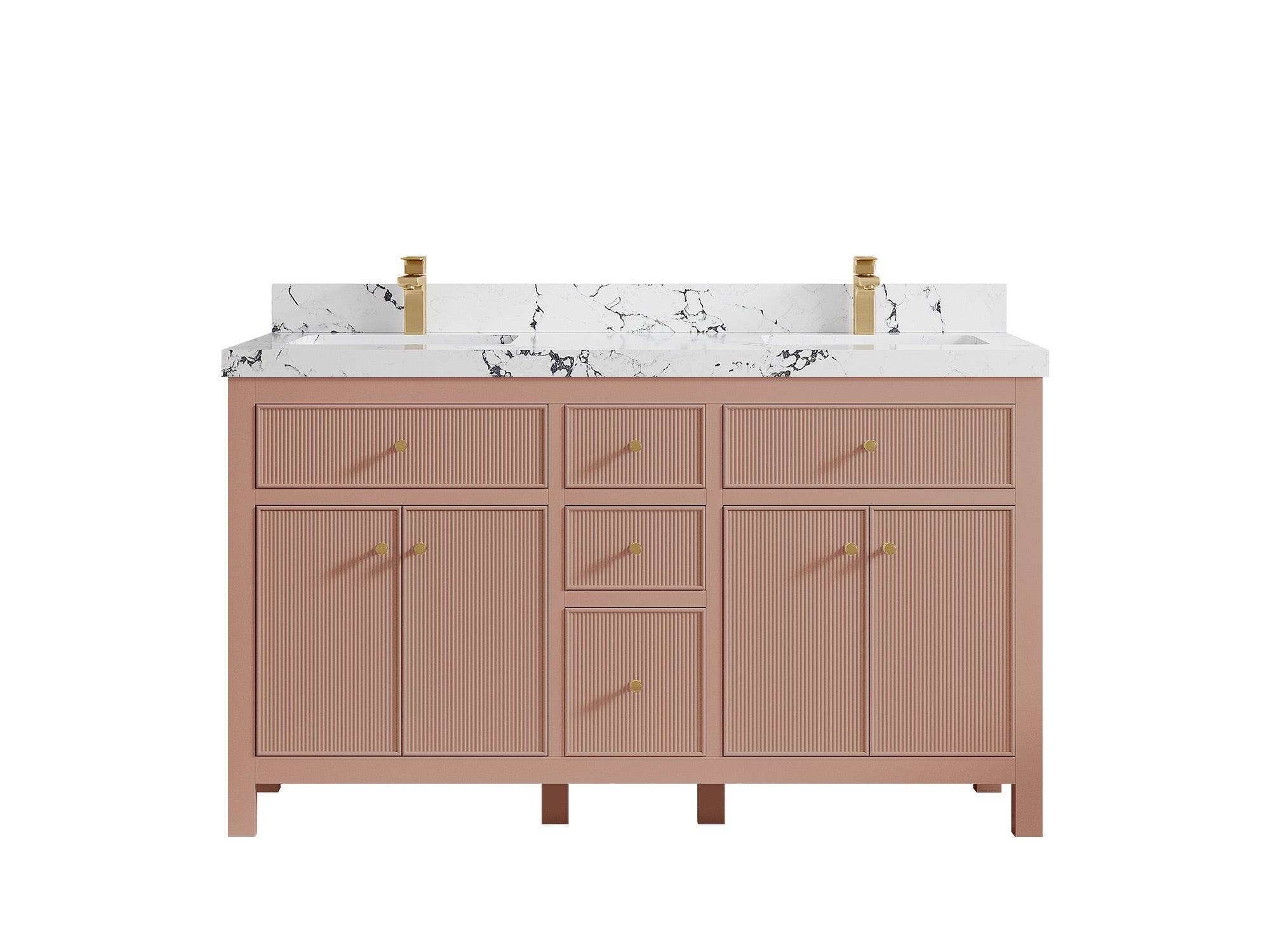 Sonoma 60 in W x 22 in D Free Standing Reeded Double Sink Bathroom Vanity - Willow Bath and Vanity