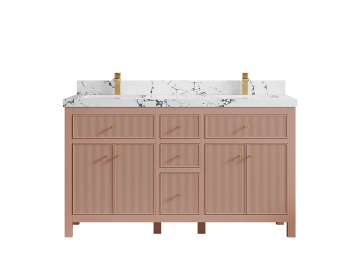 Sonoma 60 in W x 22 in D Free Standing Reeded Double Sink Bathroom Vanity - photo 39