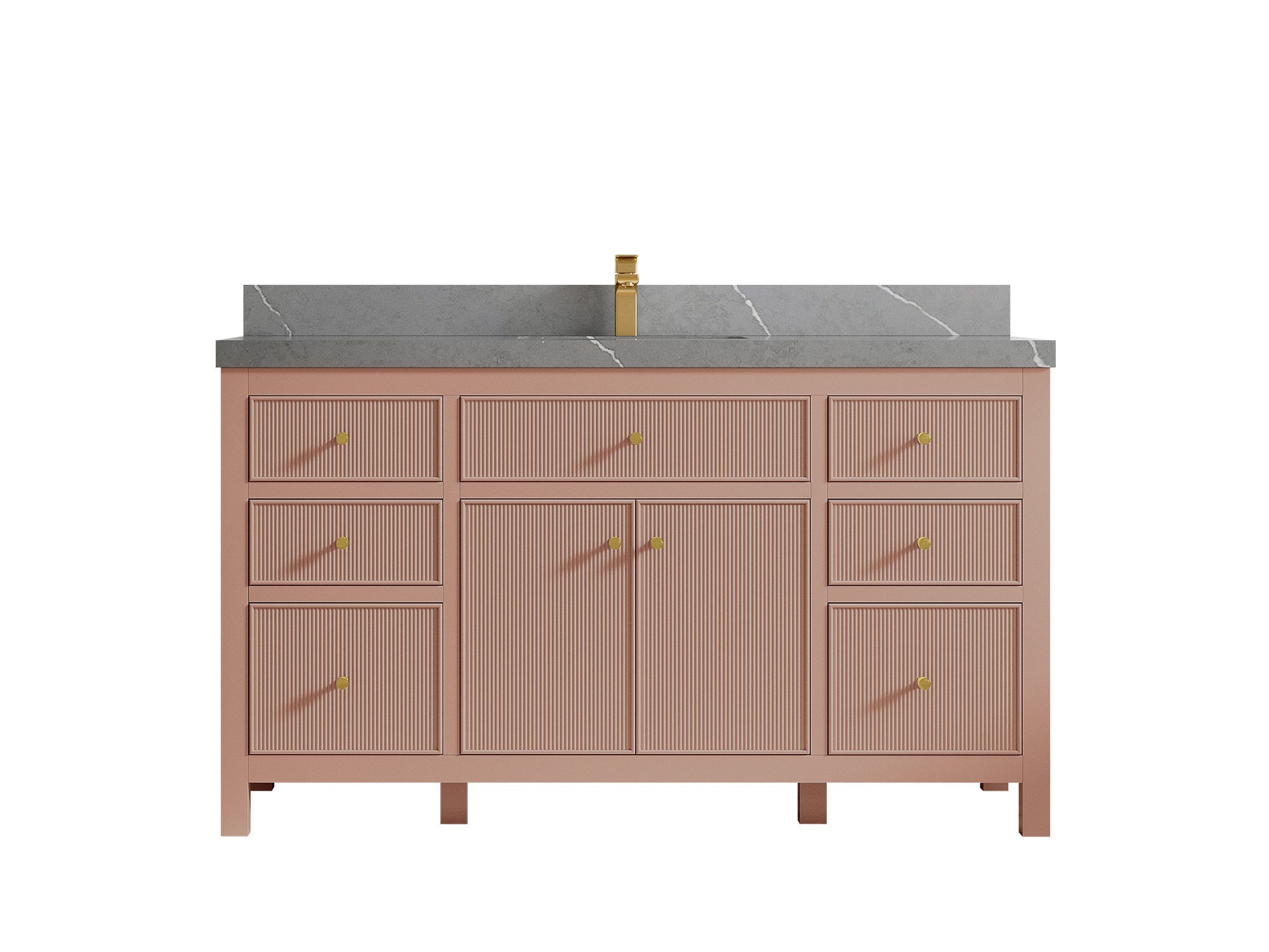 Sonoma 60 in W x 22 in D Free Standing Reeded Single Sink Bathroom Vanity - Willow Bath and Vanity