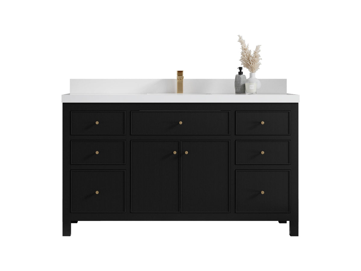 Sonoma 60 in W x 22 in D Free Standing Reeded Single Sink Bathroom Vanity - Willow Bath and Vanity