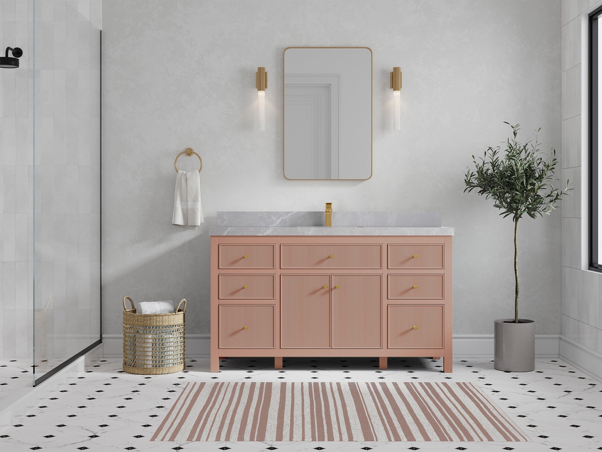 Sonoma 60 in W x 22 in D Free Standing Reeded Single Sink Bathroom Vanity - Willow Bath and Vanity