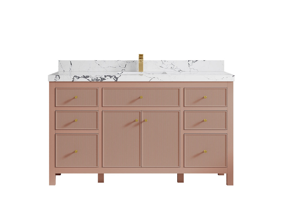 Sonoma 60 in W x 22 in D Free Standing Reeded Single Sink Bathroom Vanity - Willow Bath and Vanity