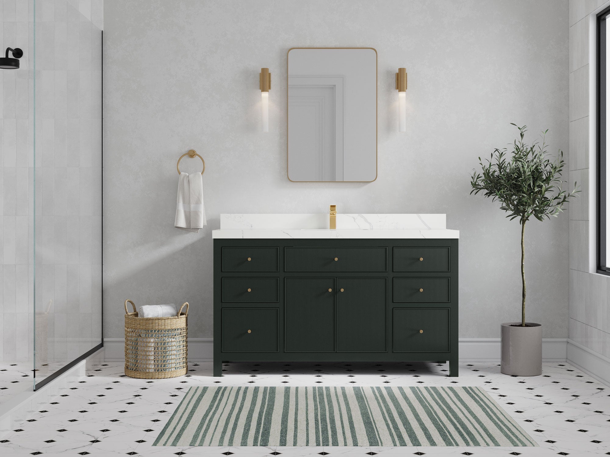 Sonoma 60 in W x 22 in D Free Standing Reeded Single Sink Bathroom Vanity - Willow Bath and Vanity