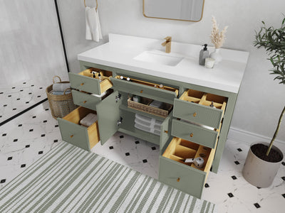 Sonoma 60 in W x 22 in D Free Standing Reeded Single Sink Bathroom Vanity - Willow Bath and Vanity