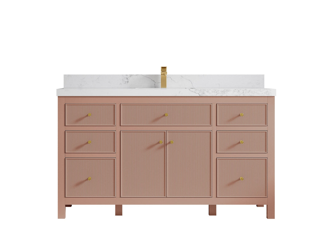 Sonoma 60 in W x 22 in D Free Standing Reeded Single Sink Bathroom Vanity - Willow Bath and Vanity
