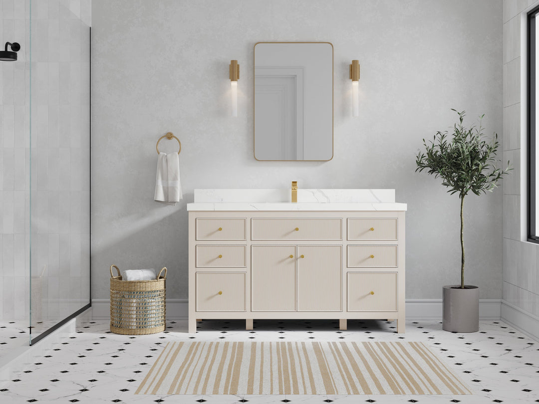 Sonoma 60 in W x 22 in D Free Standing Reeded Single Sink Bathroom Vanity - Willow Bath and Vanity