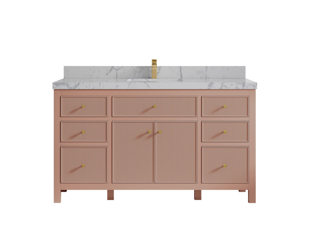 Sonoma 60 in W x 22 in D Free Standing Reeded Single Sink Bathroom Vanity - Willow Bath and Vanity