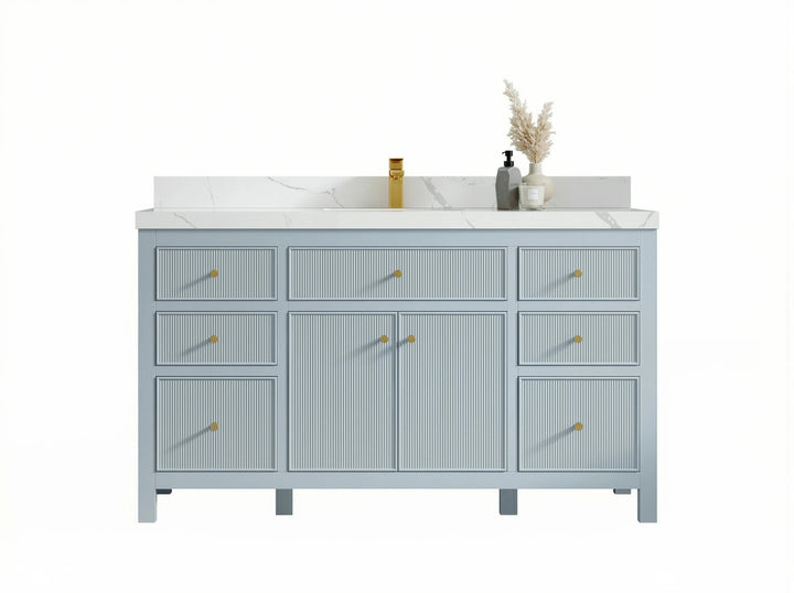 Sonoma 60 in W x 22 in D Free Standing Reeded Single Sink Bathroom Vanity - photo 1