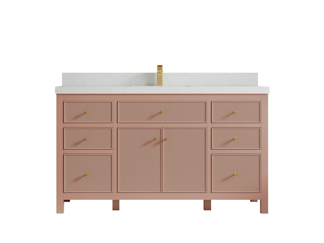 Sonoma 60 in W x 22 in D Free Standing Reeded Single Sink Bathroom Vanity - Willow Bath and Vanity